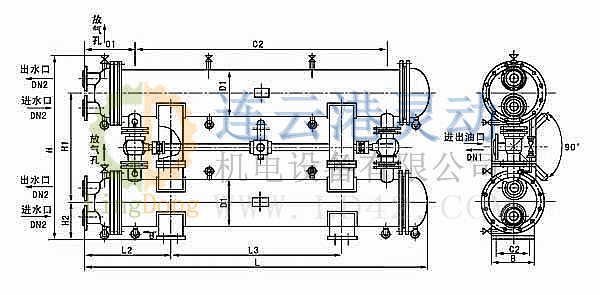 臥式雙聯(lián)油冷卻器型號(hào)規(guī)則圖解